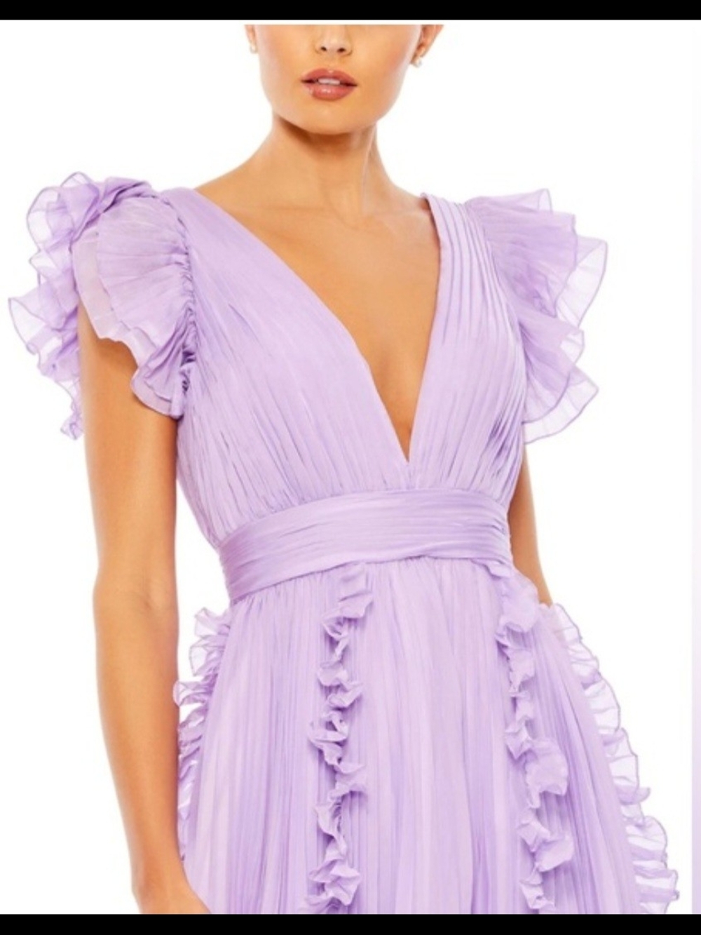 MacDuggsl Lavender Ruffle V-Neck Women's Dress Size 6 NWT